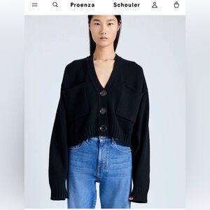 NEW Proenza Schouler Sofia Cropped Chunky Knit Cardigan Eco Cashmere